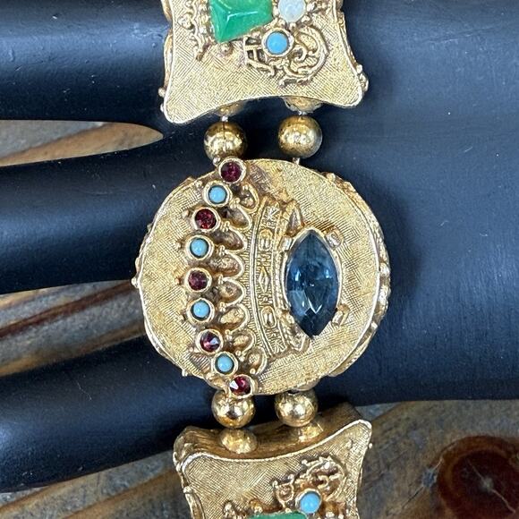 Vintage 1960’s ART / Arthur Pepper Gold Tone Slide Bracelet Crown Sword READ - Picture 4 of 12